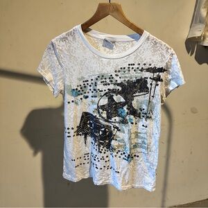 Converse White T-Shirt with Burnout Star Pattern